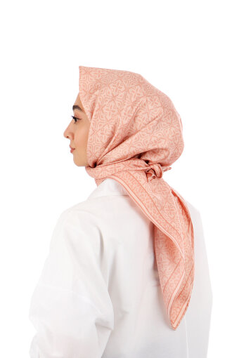 Salmon Dream Pattern Twill Silk Scarf 