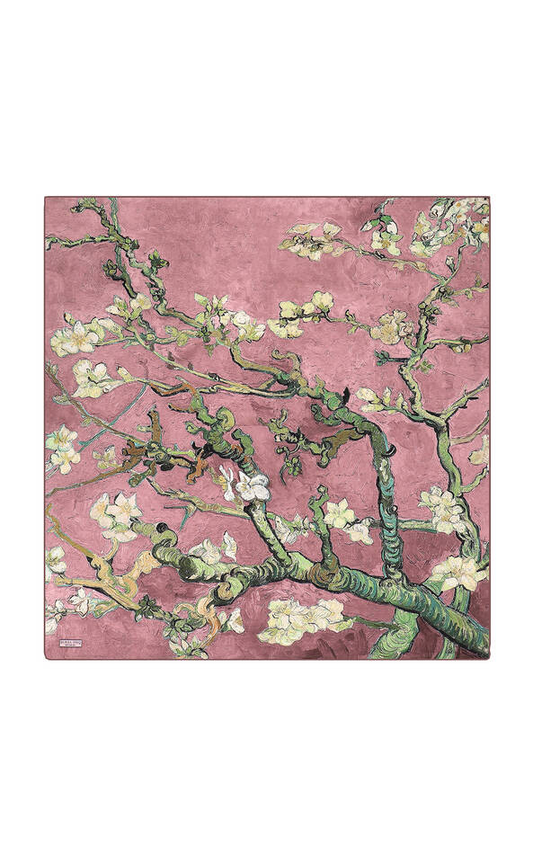 Dried Rose Almond Blossom Sura Silk Square Scarf - 2