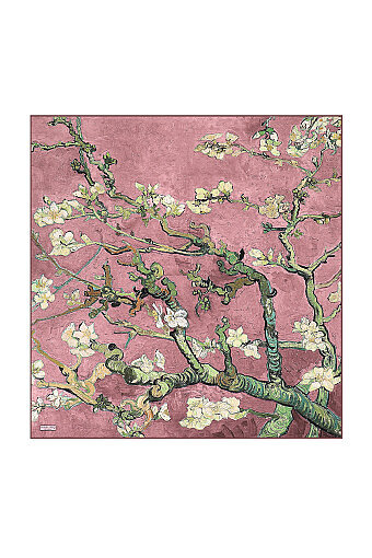Dried Rose Almond Blossom Sura Silk Square Scarf 