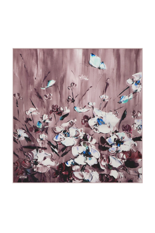 Dried Rose Anemone Pattern Silk Pocket Square - Bursa İpek