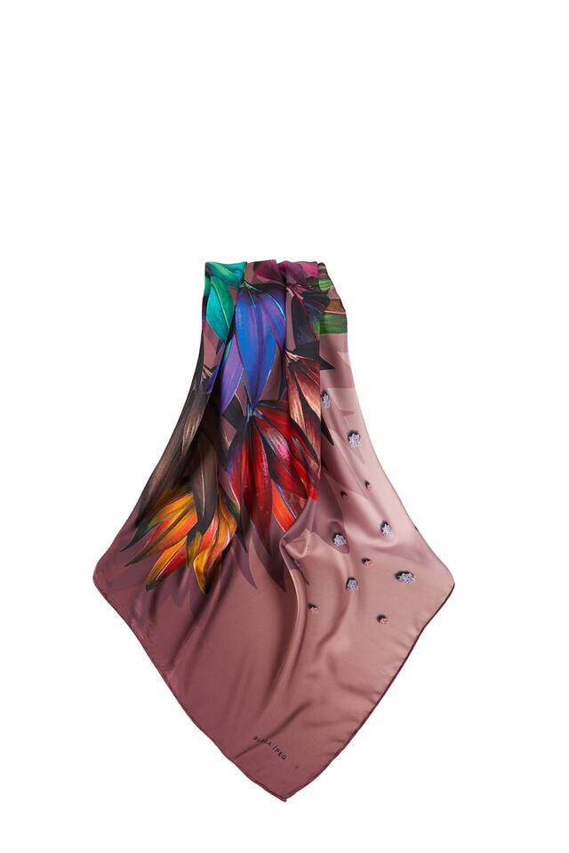 Dried Rose Diamond Pattern Silky Square Scarf - 3