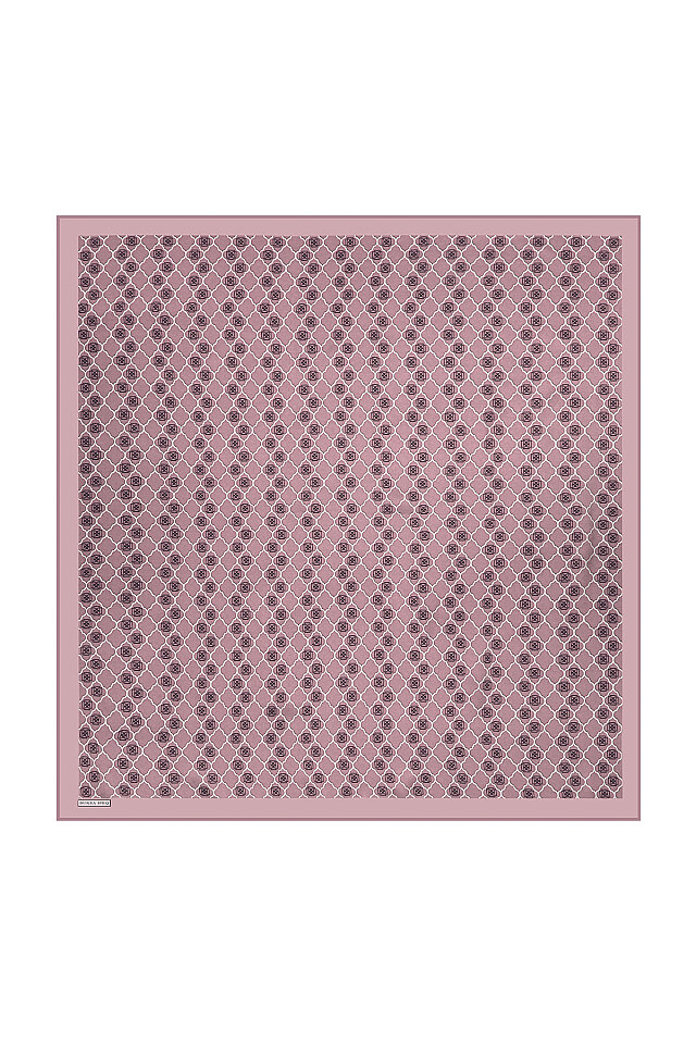 Dried Rose Monogram Silk Square Scarf - Bursa İpek