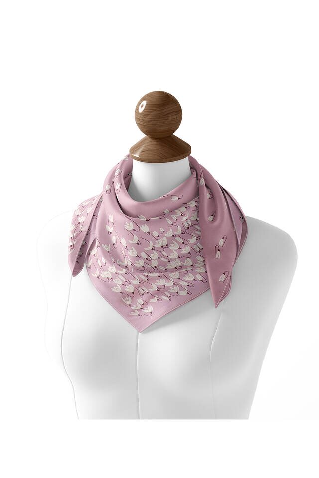 Dried Rose Snowdrop Sura Silk Square Scarf - 3