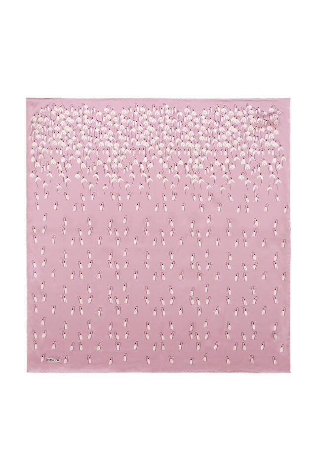 Dried Rose Snowdrop Sura Silk Square Scarf - 2