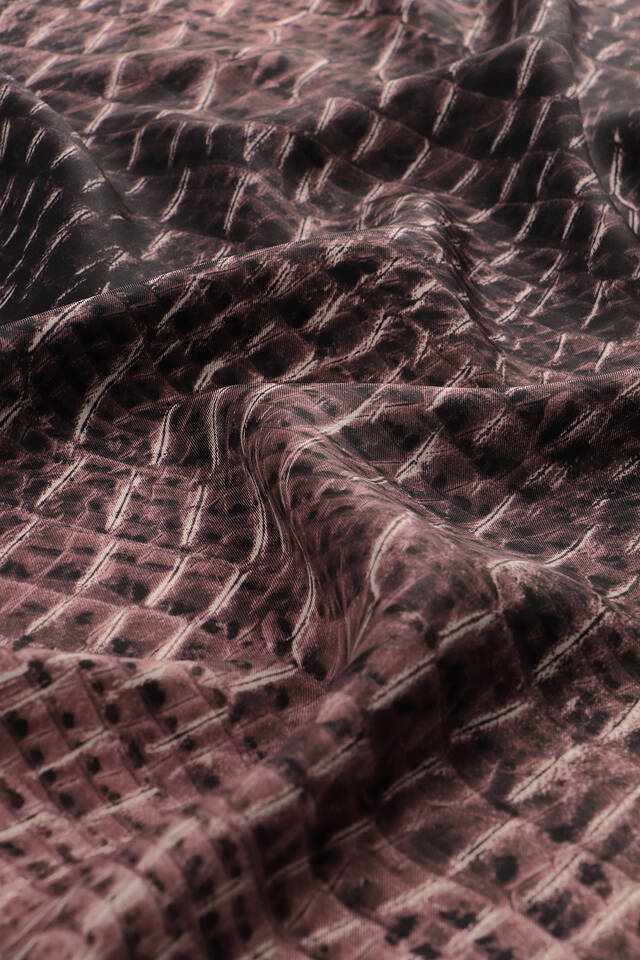 Dusty Rose Deren Pattern Twill Silk Square Scarf - 2