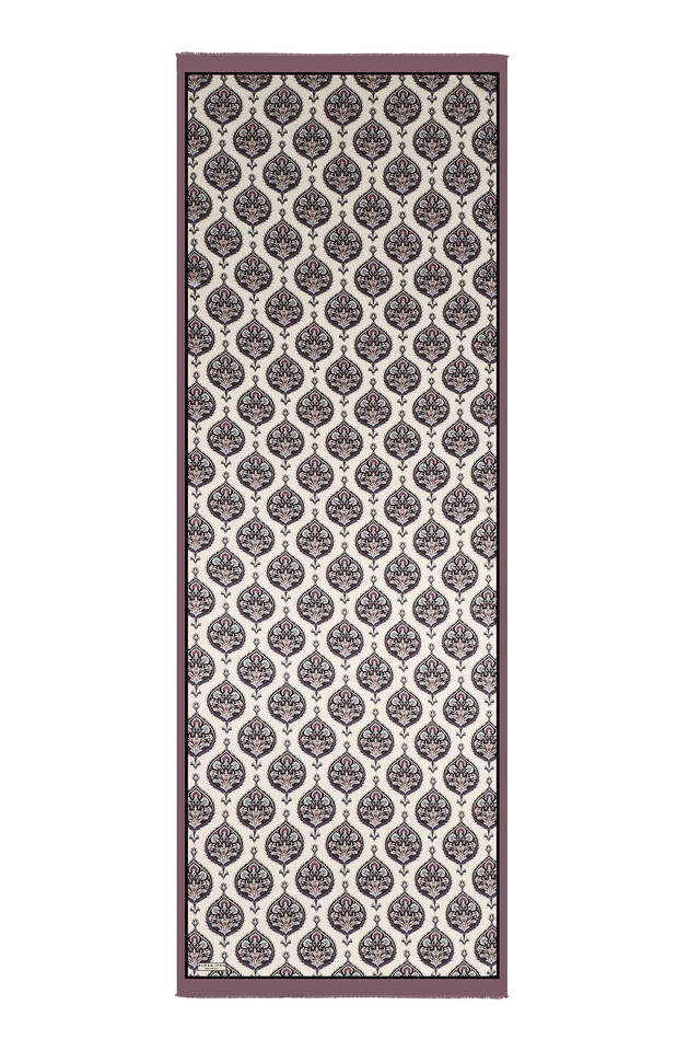 Dusty Rose Hatai Pattern Silk Foulard - 4