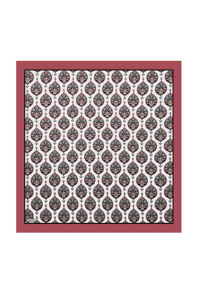 Dusty Rose Hatai Pattern Silk Square Scarf - 2