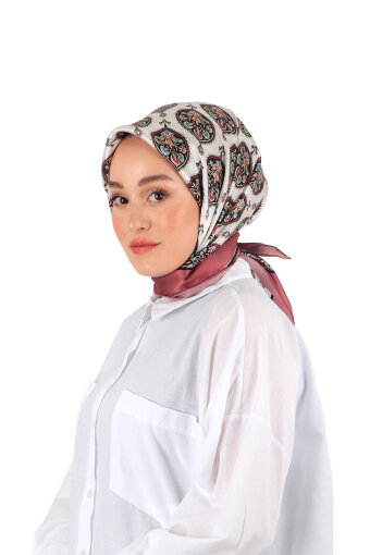 Dusty Rose Hatai Pattern Silk Square Scarf 