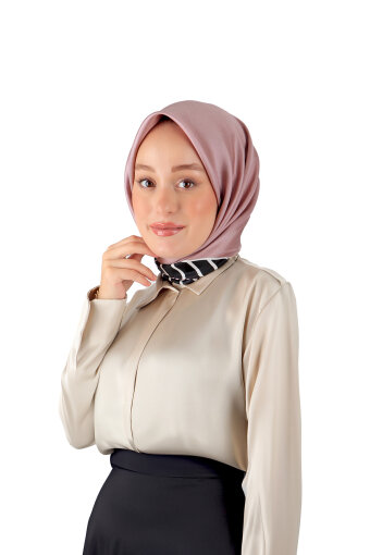 Dusty Rose Stripe Pattern Twill Silk Square Scarf 