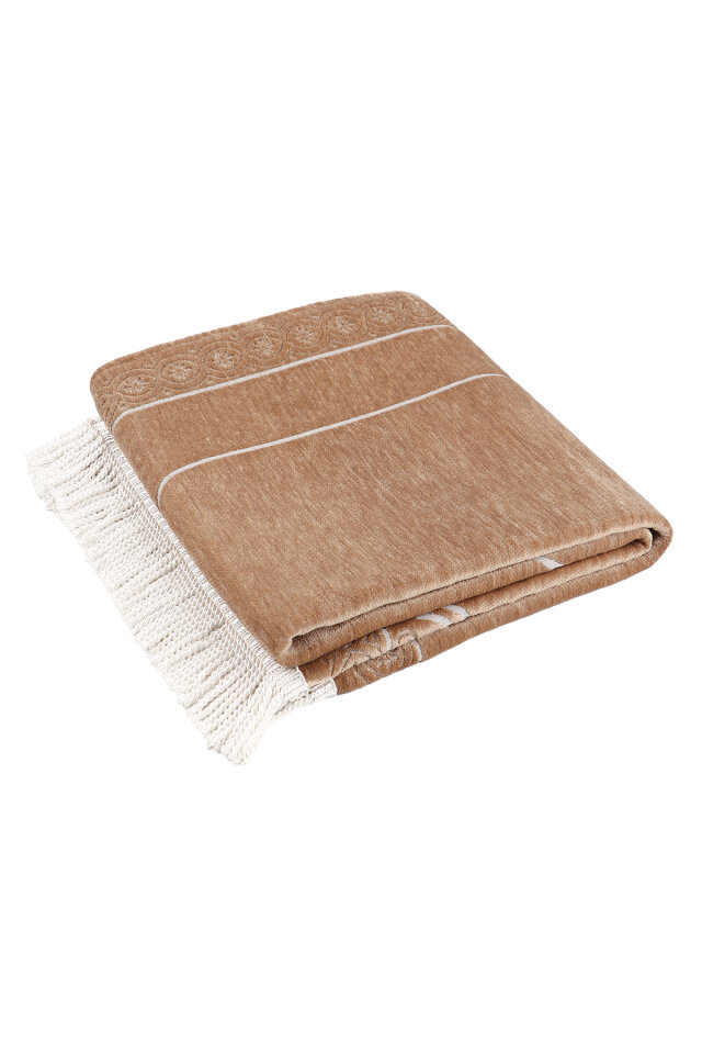 Camel Düz Renk Kabartmalı Özel Dokuma Seccade - 5