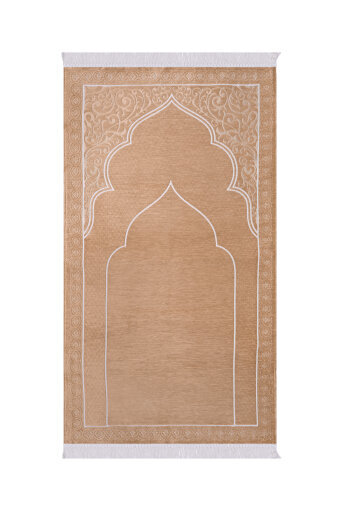 Camel Düz Renk Kabartmalı Özel Dokuma Seccade 