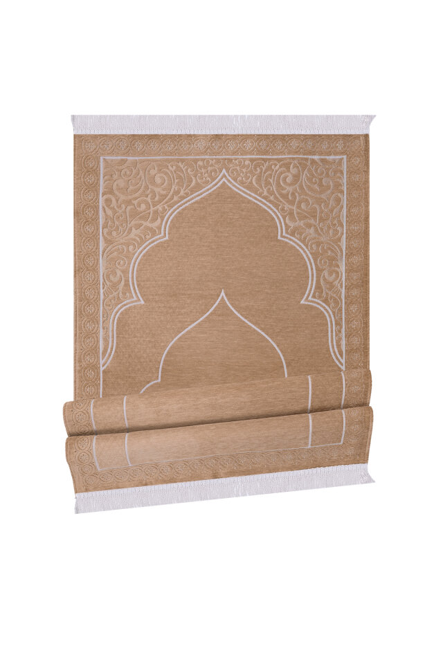 Camel Düz Renk Kabartmalı Özel Dokuma Seccade - 4