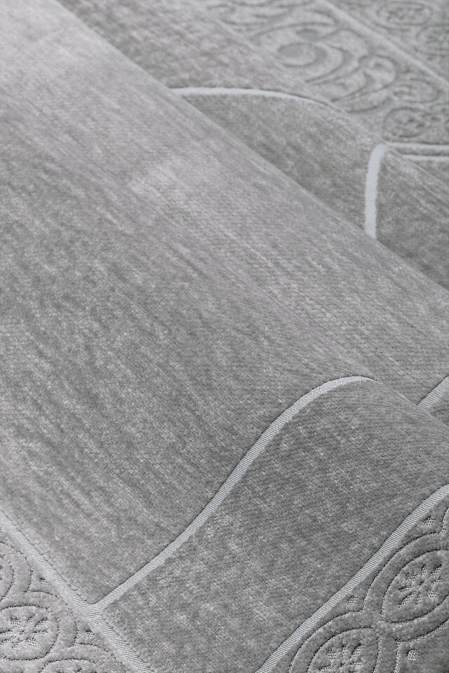 Gri Düz Renk Kabartmalı Özel Dokuma Seccade - 2