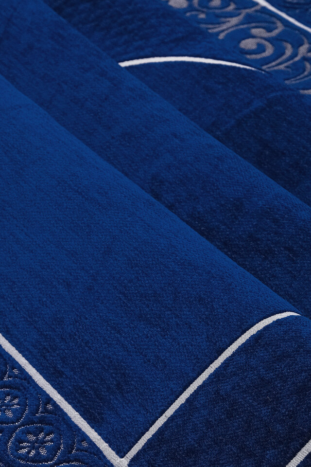 Lacivert Düz Renk Kabartmalı Özel Dokuma Seccade - 2