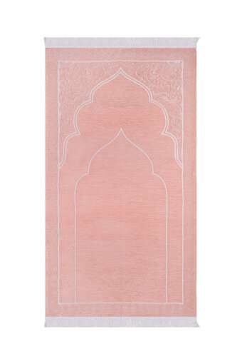 Pembe Düz Renk Kabartmalı Özel Dokuma Seccade 