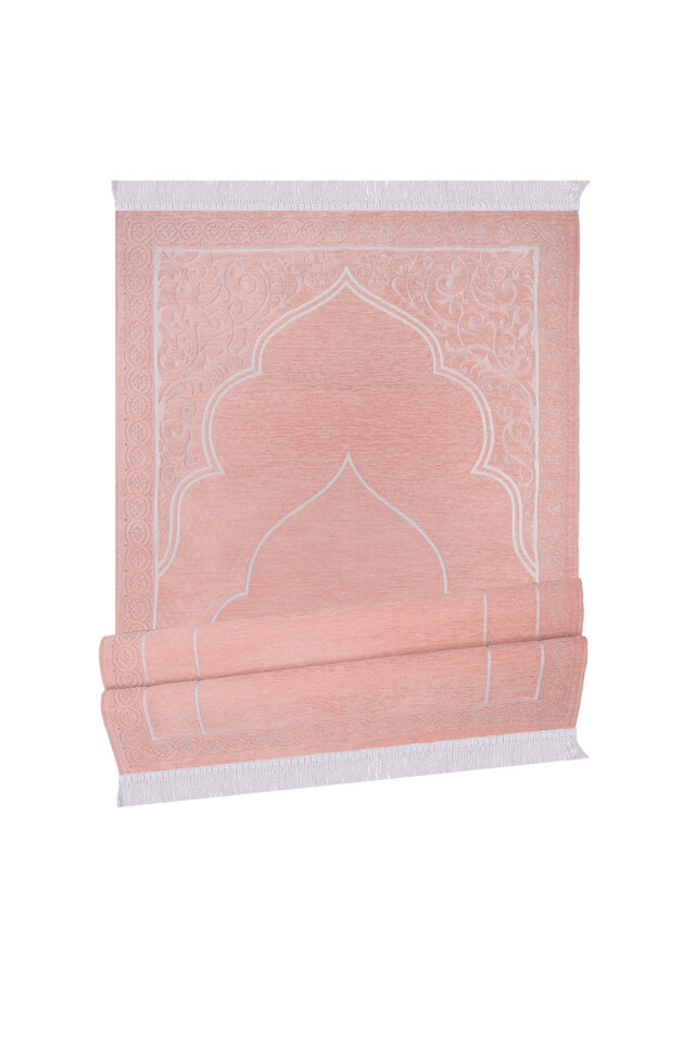 Pembe Düz Renk Kabartmalı Özel Dokuma Seccade - 4