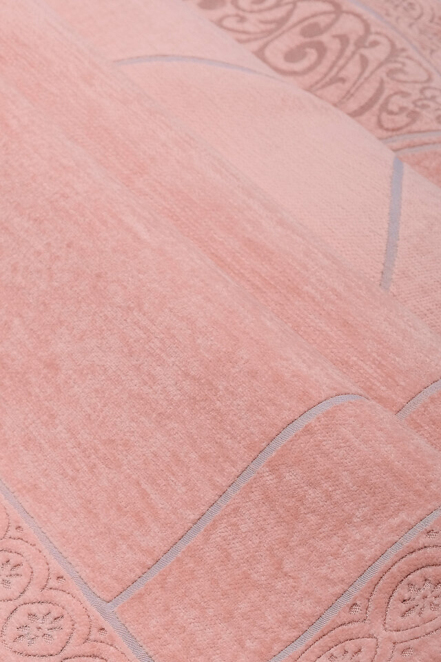 Pembe Düz Renk Kabartmalı Özel Dokuma Seccade - 2