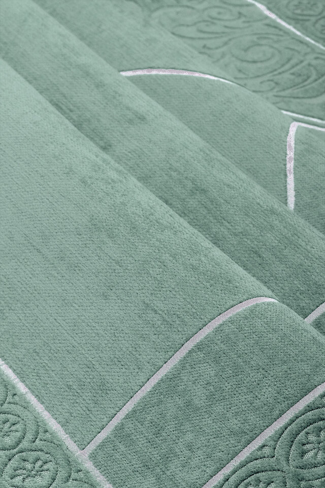 Su Yeşil Düz Renk Kabartmalı Özel Dokuma Seccade - 2