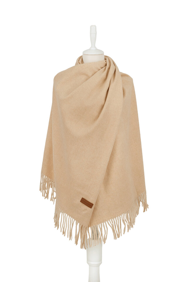 Bej Düz Renk Kışlık Şal 