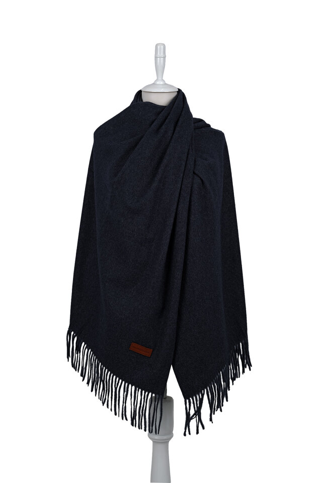 Koyu Lacivert Düz Renk Kışlık Şal 