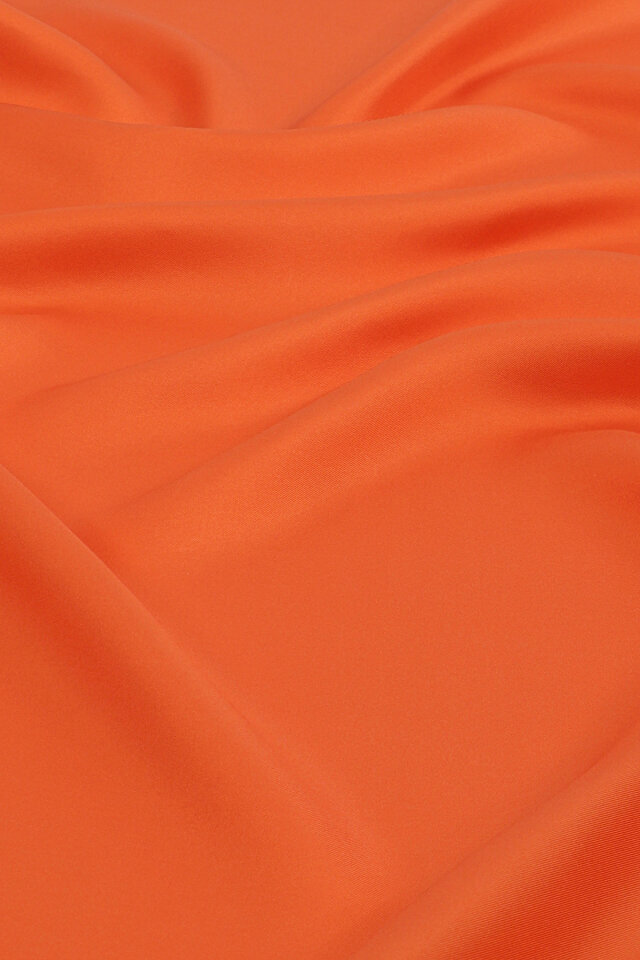 Turuncu Düz Renk Twill İpek Eşarp - Bursa İpek
