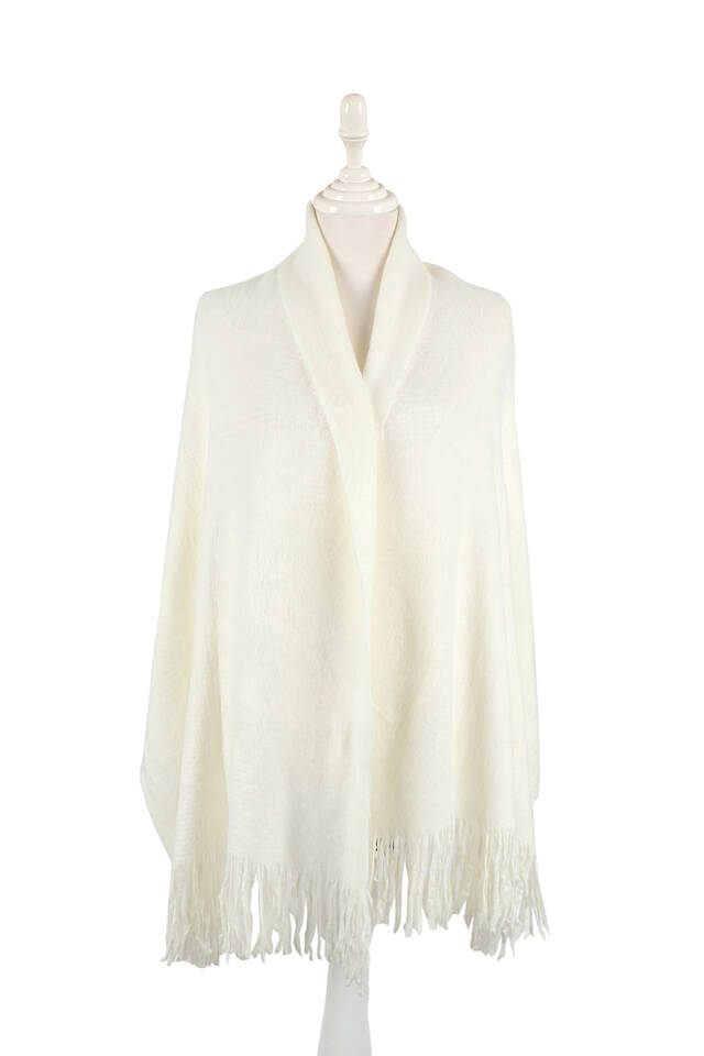 Ecru Angora Shawl - Bursa İpek