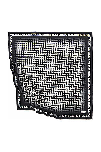Ecru Black Crowbar Silk Square Scarf 