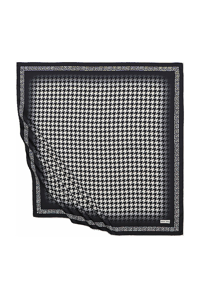 Ecru Black Crowbar Silk Square Scarf - 1