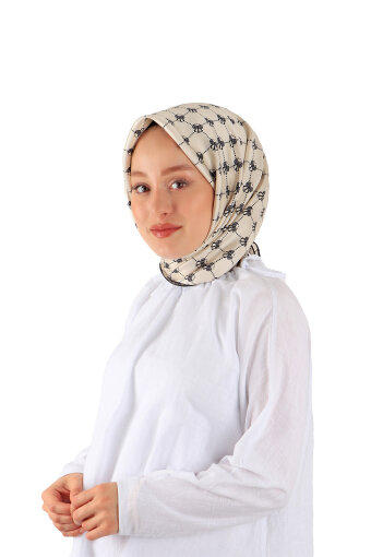 Ecru Butterfly Monogram Twill Silk Square Scarf 