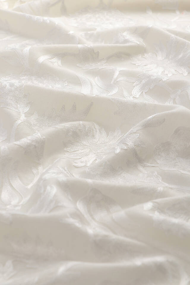 Ecru Fully Embroidered Suzani Wool Shawl - 4