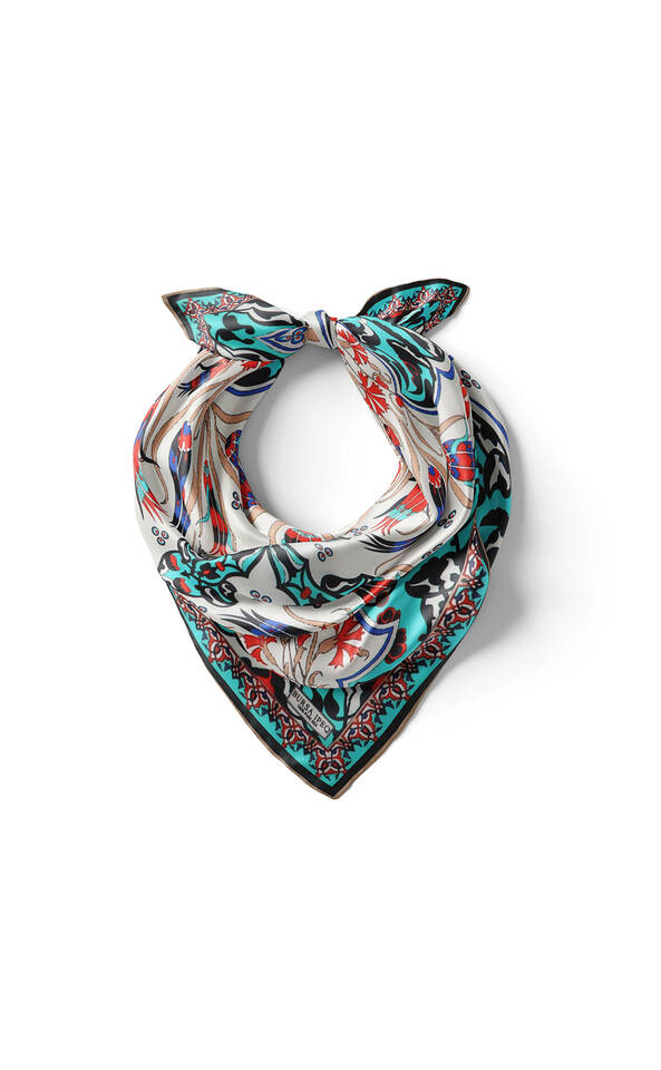 Ecru Gold Carnation Tulip Pattern Silk Pocket Square - 2