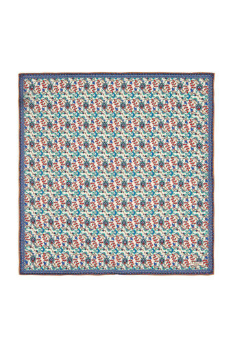 Ecru Gold Ivy Tulip Pattern Silk Pocket Square 