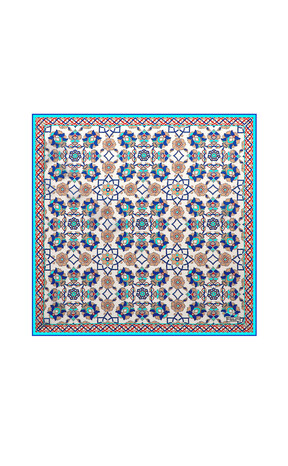 Ecru Gold Motif Pattern Silk Pocket Square 