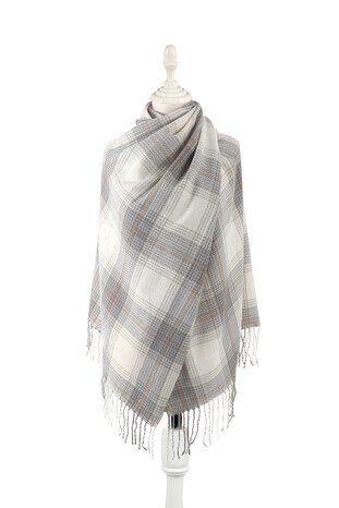 Ecru Grey Patterned Winter Shawl 