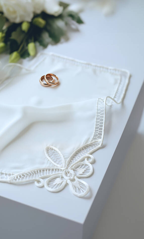 Ecru Lace Angles Promise Handkerchief - 3