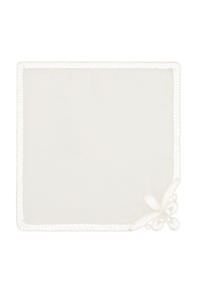Ecru Lace Angles Promise Handkerchief - Bursa İpek