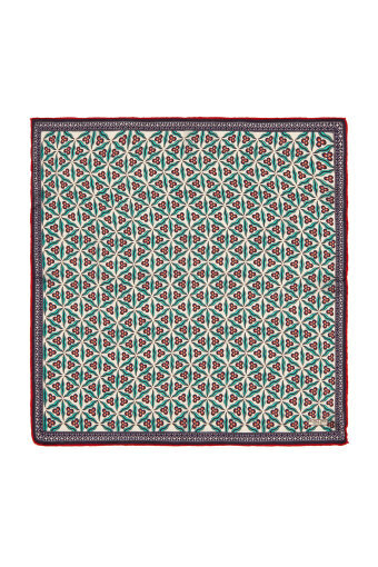 Ecru Mint Çintemani Pattern Silk Pocket Square 