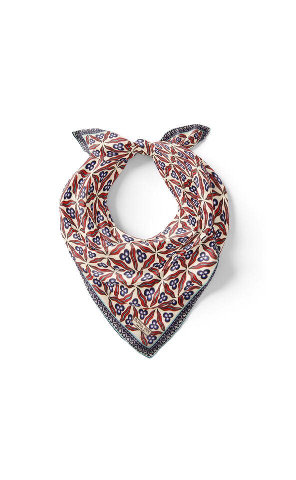 Ecru Navy Blue Çintemani Pattern Silk Pocket Square - 2