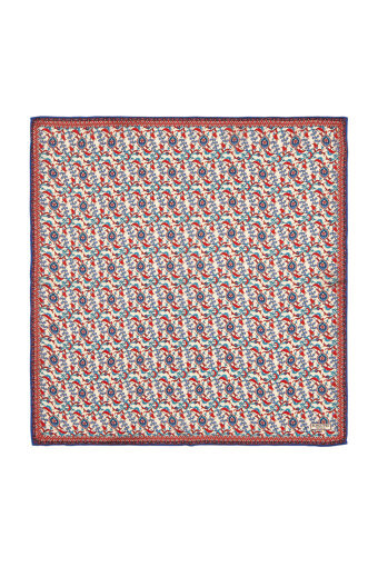 Ecru Saks Ivy Tulip Pattern Silk Pocket Square 