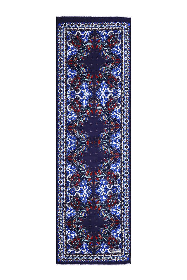 Ecru Saks Tulip Voile Silk Foulard - 4