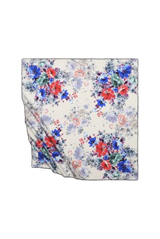Ecru Sardinia Pattern Silky Square Scarf 