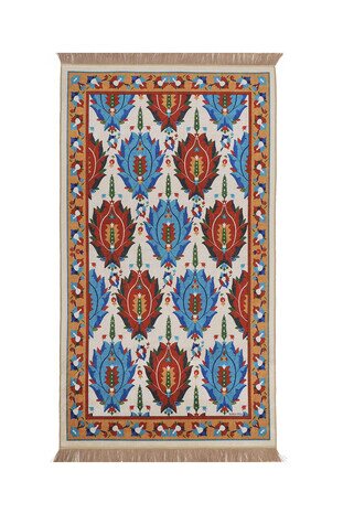 Ecru Velvet Carpet Prayer Rug 