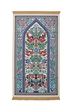 Ecru Velvet Carpet Prayer Rug 