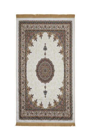 Ecru Velvet Carpet Prayer Rug 