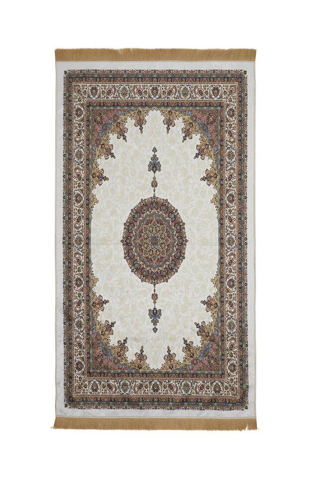 Ecru Velvet Carpet Prayer Rug 