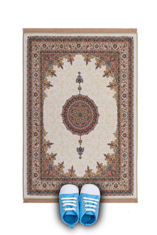 Ecru Velvet Children's Prayer Rug - Bursa İpek