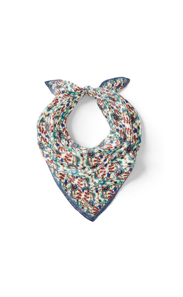 Ekru Gold Sarmaşık Lale Desen İpek Mendil - 2