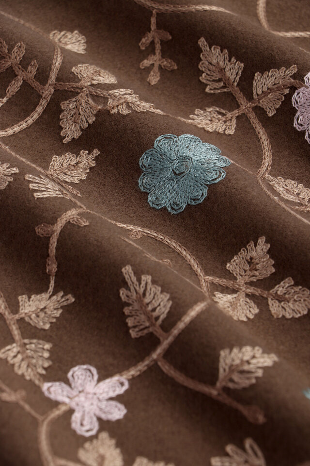 Brown Embroidered Winter Shawl - 4