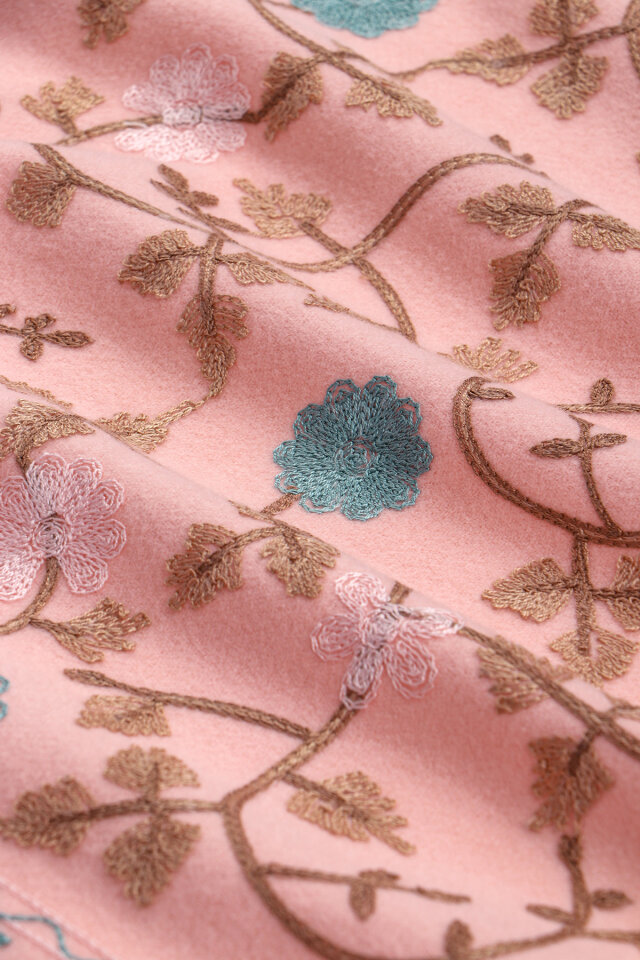 Pink Embroidered Winter Shawl - 4