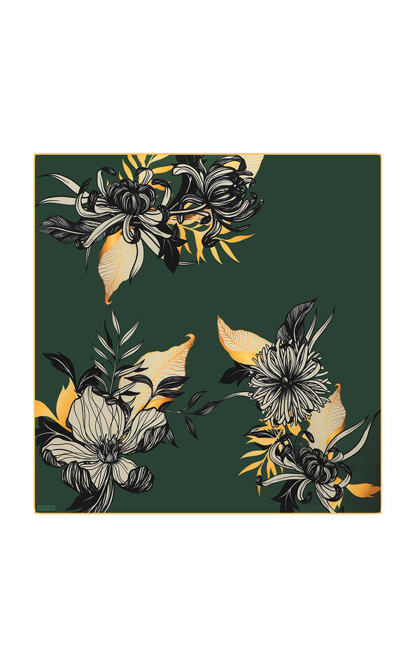 Emerald Age Pattern Twill Silk Square Scarf - 2